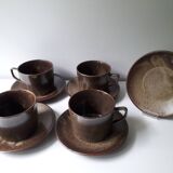 4 vintage stoneware cups + 4 saucers (A1)