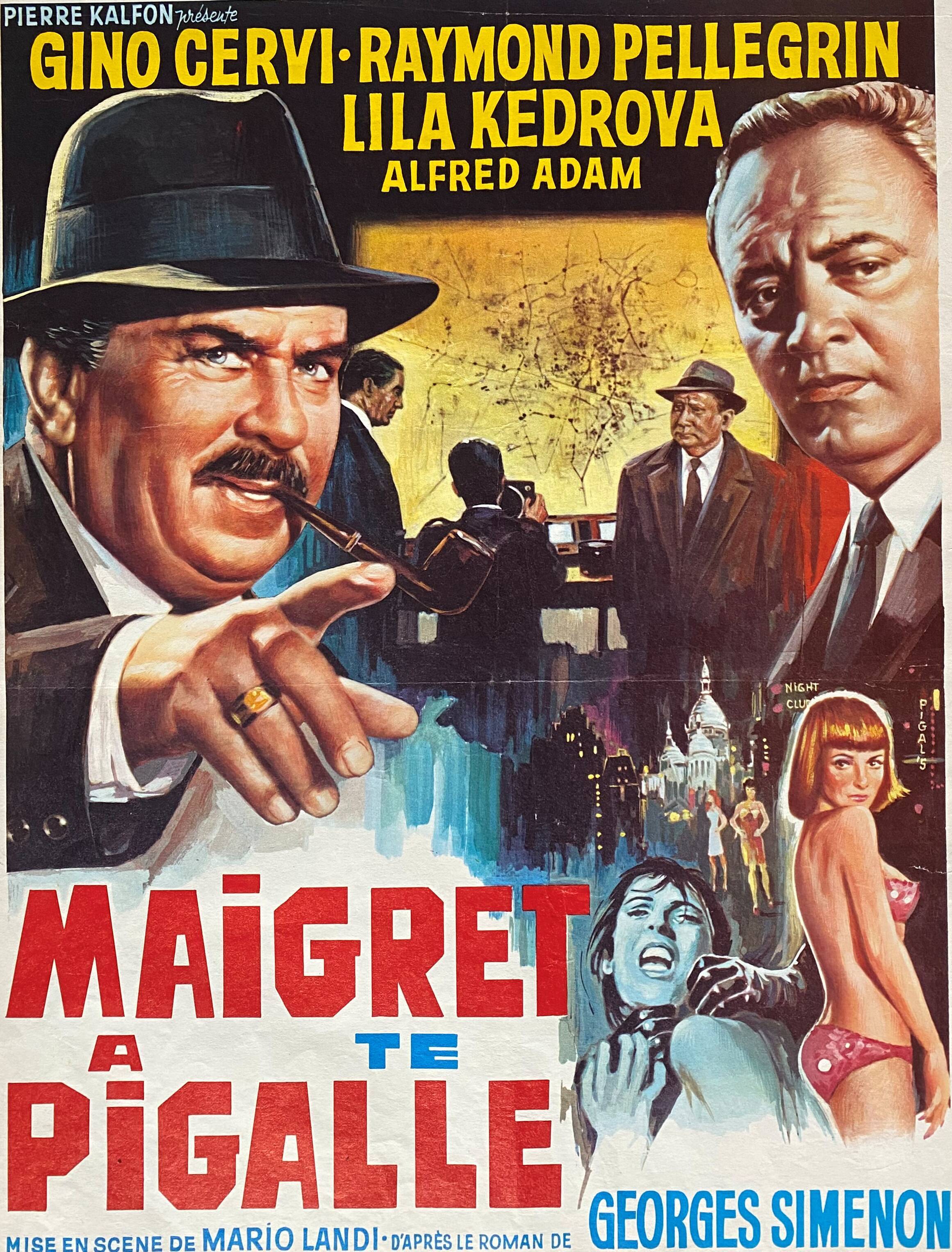 Original cinema poster "Maigret à Pigalle" Gino Cervi 35x54cm 1966