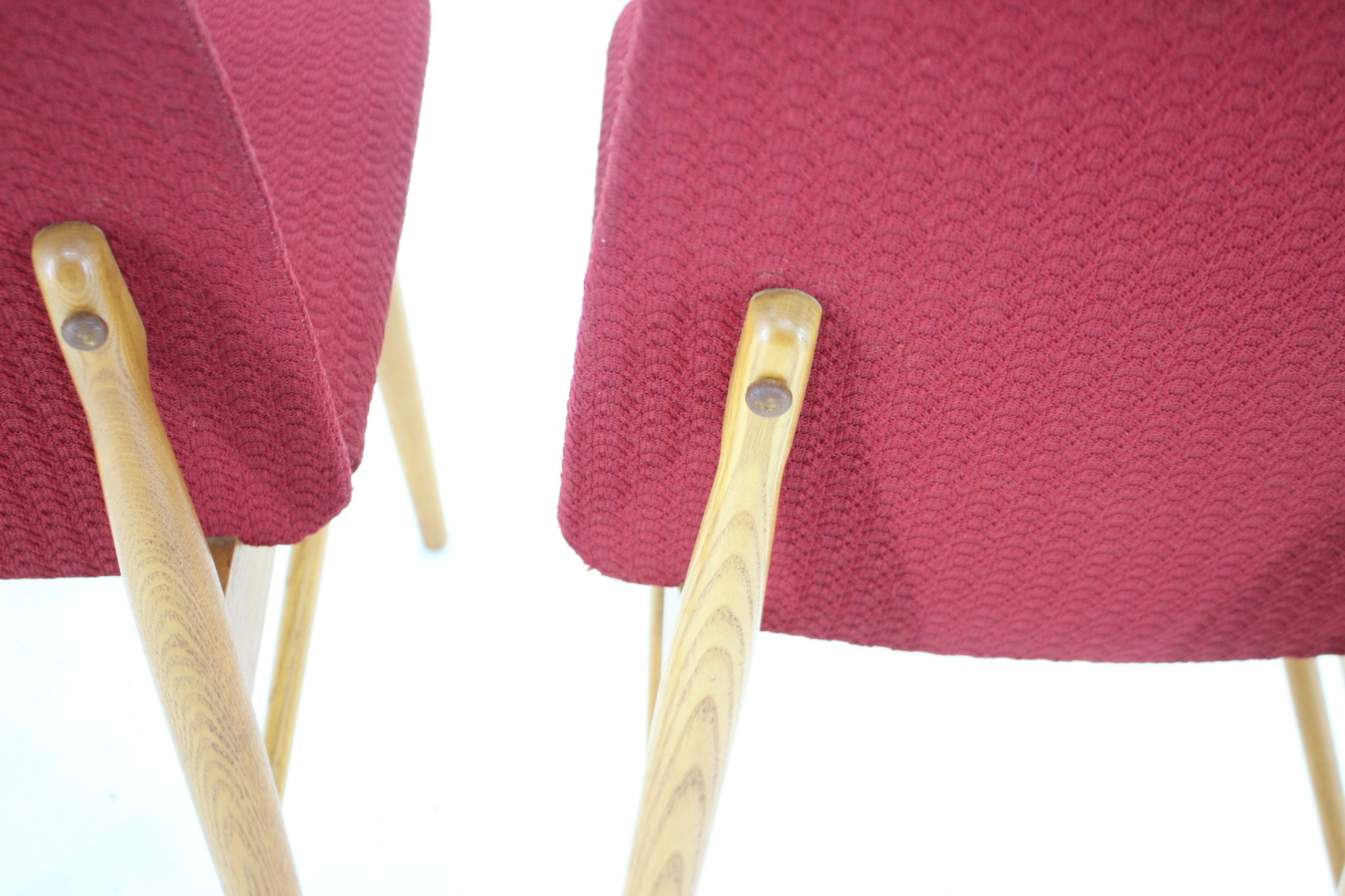 Ensemble de 6 chaises de salle à manger en frêne des années 1960, Tchécoslovaquie