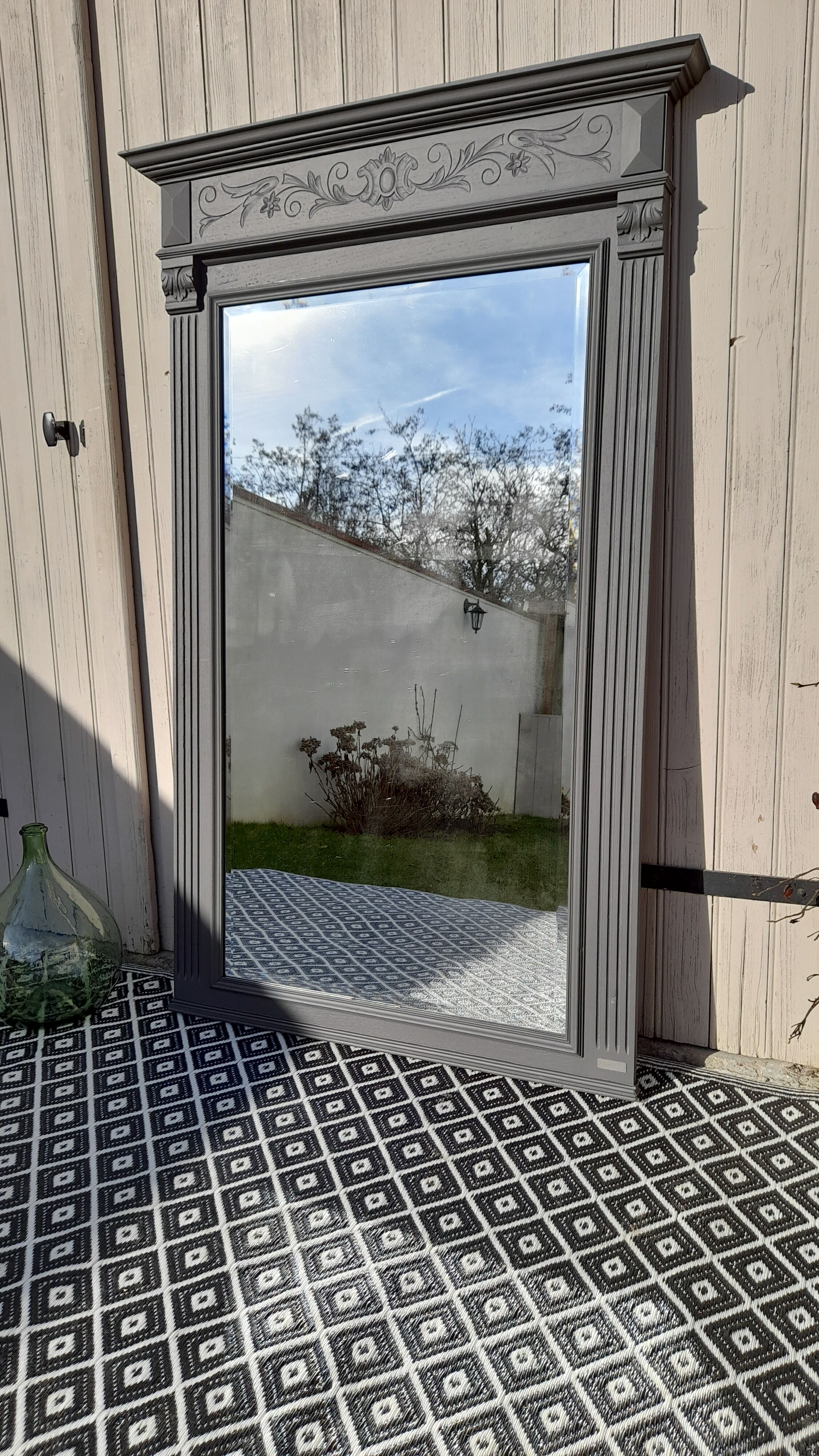 Beveled trumeau mirror