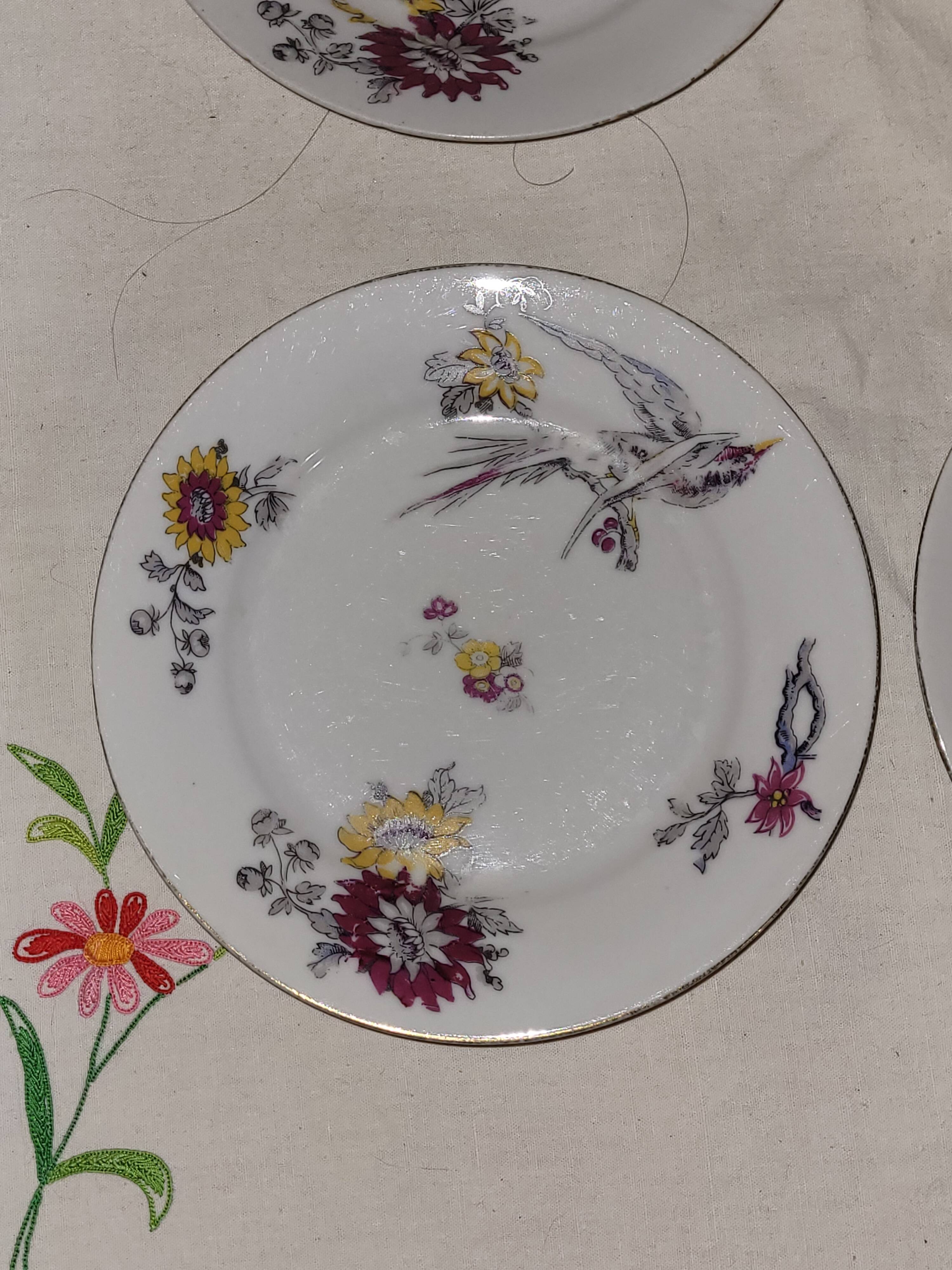 4 porcelain dessert plates - old - vintage