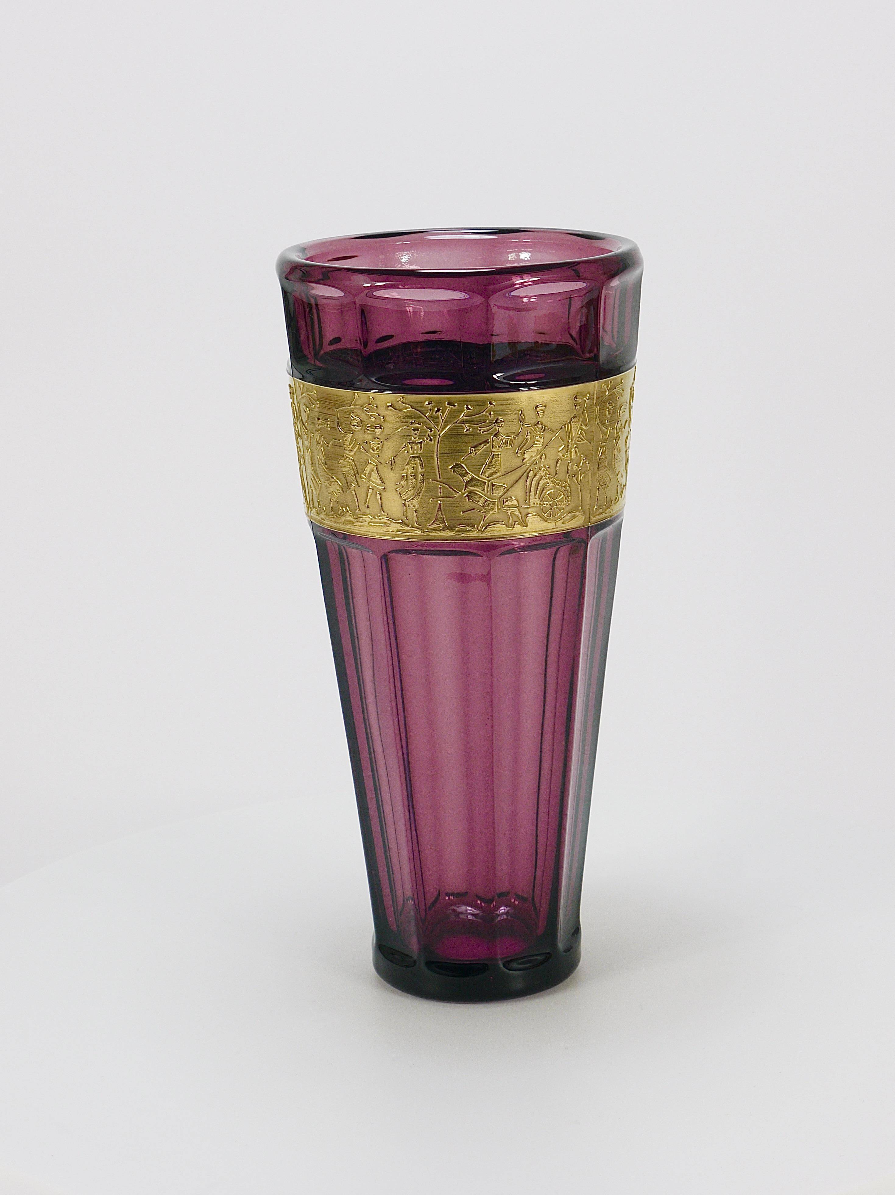 Vase en verre cristal améthyste Art déco Ludwig Moser, série Fipop, Karlsbad, années 1920
