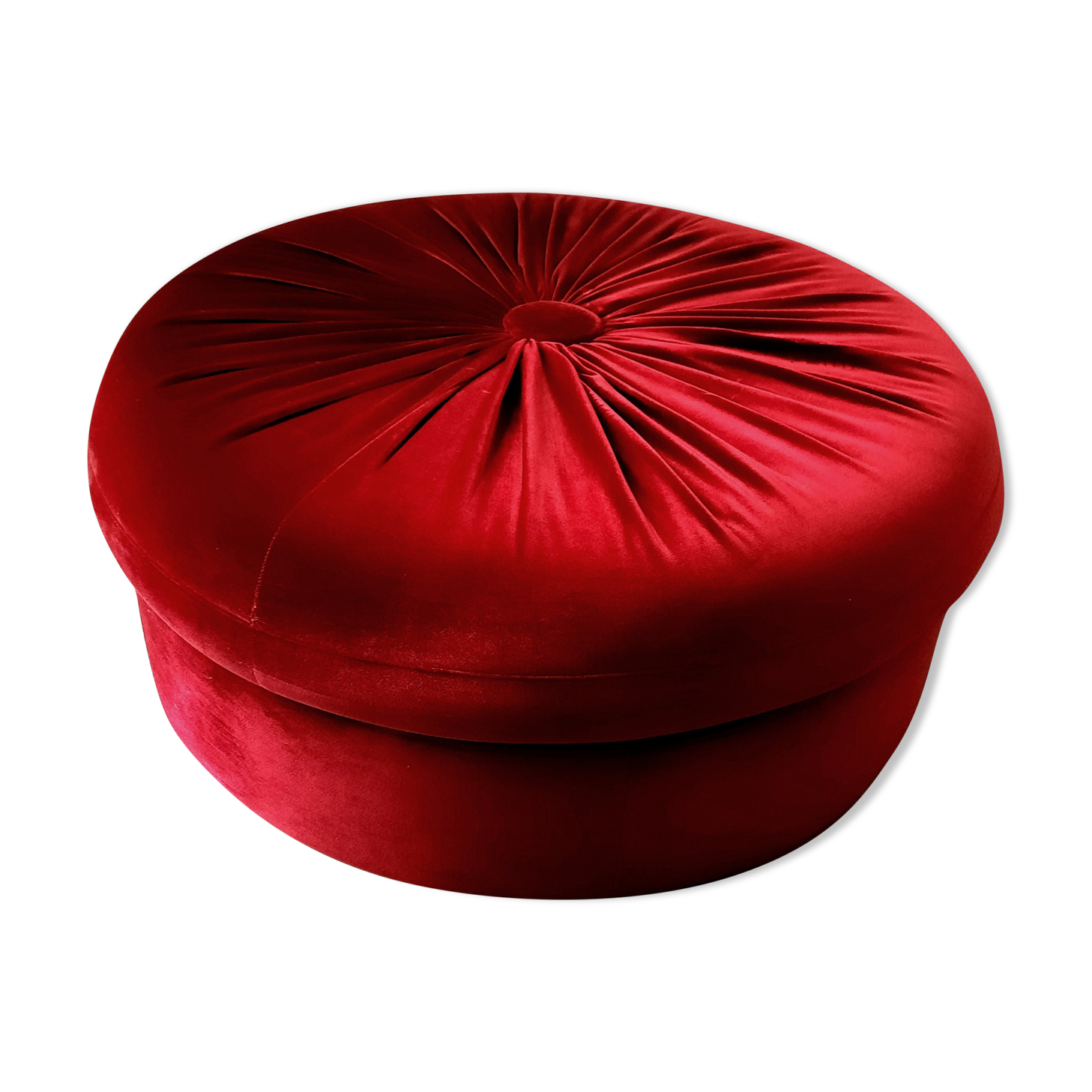 Large Red Velvet Pouf Boudoir / Rococo style