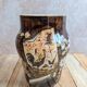 Antique flower pot in majolica by Théodore Lefront – rooster and hen – 19th century