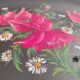 Authentic Longwy dish Black enamels poppy decoration Louis Valenti 1960