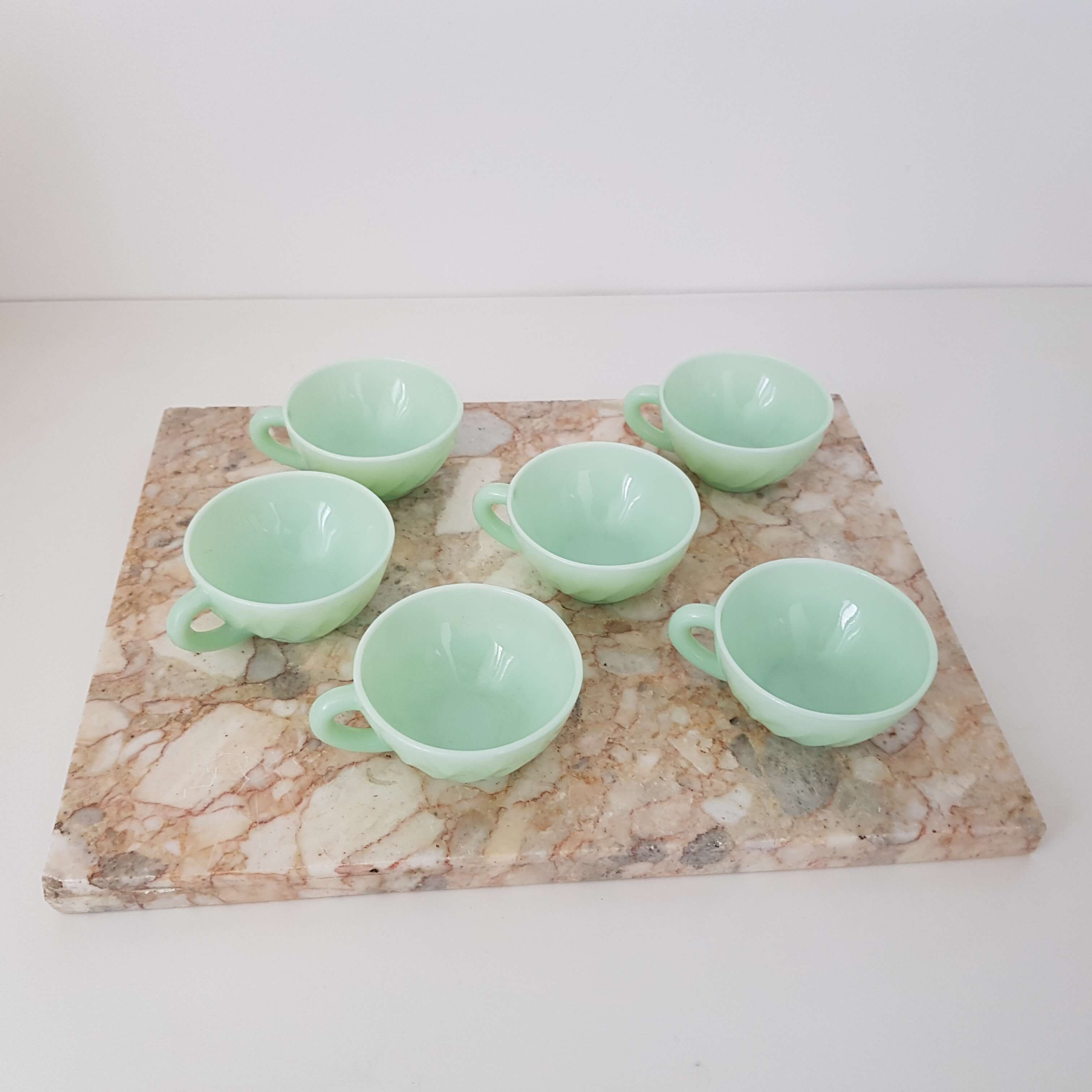 Lot de 6 Tasses à café vert d'eau vintage