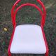 Stackable chairs, Italy, 1980s, red metal, white vinyl