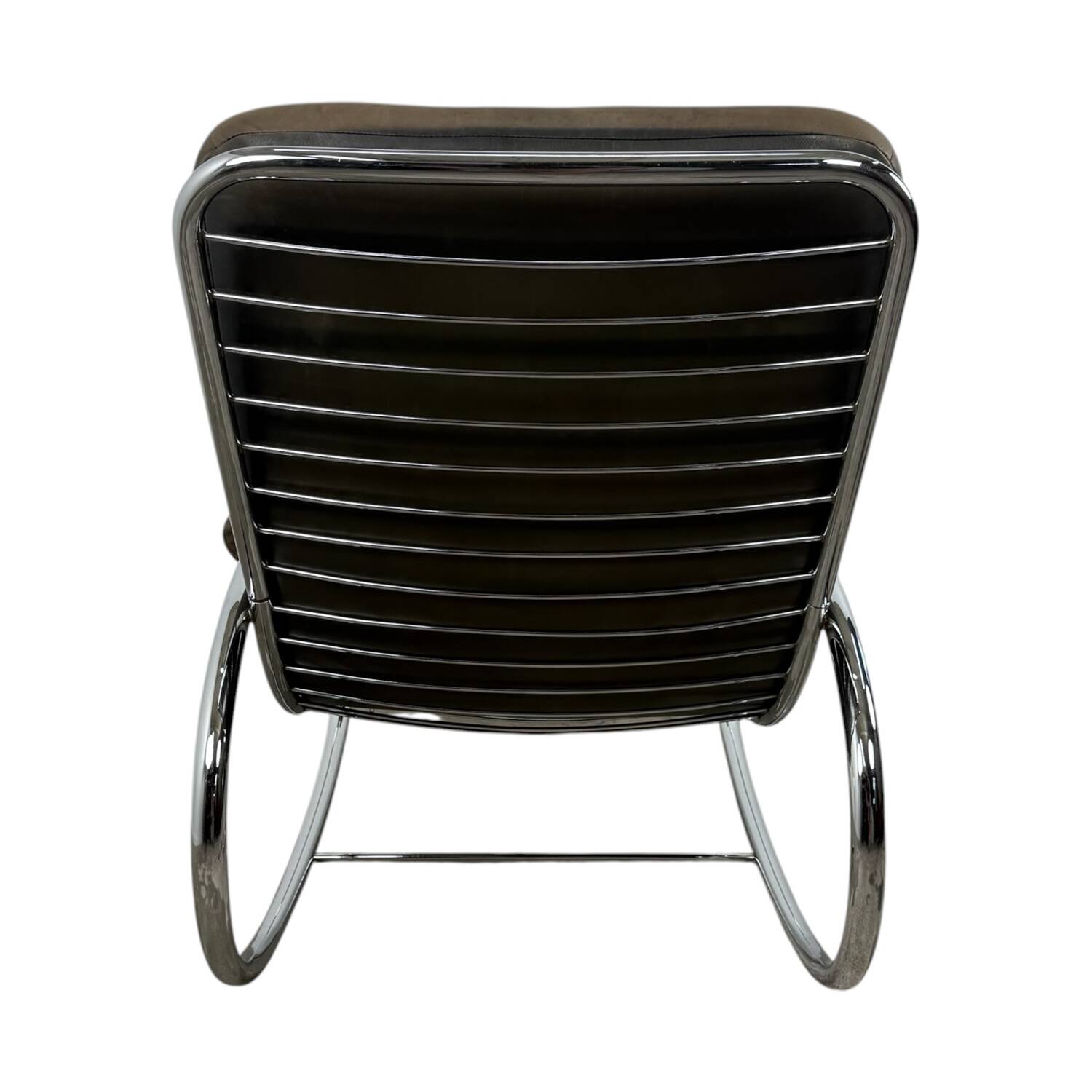 Bauhaus rocking chaise longue in vintage leather and chrome