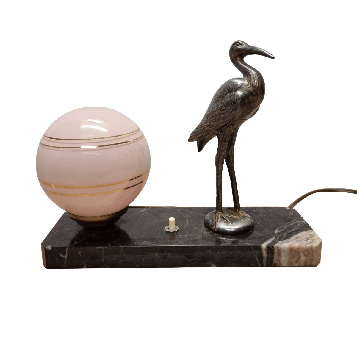 French Art Deco Lamp With A Heron, 1920/30s