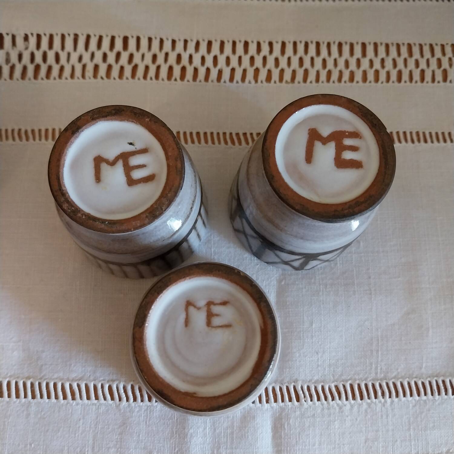 3 vintage ceramic egg cups from Vallauris by Émile Masson