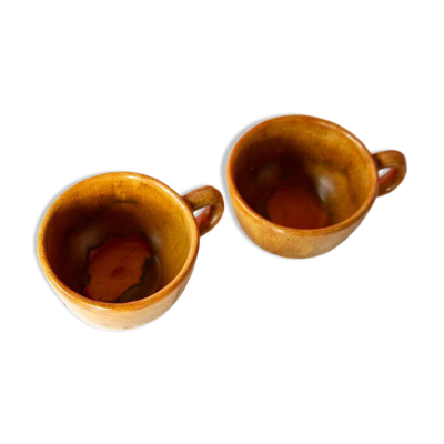 2 tasses en grès Henriot Quimper HB