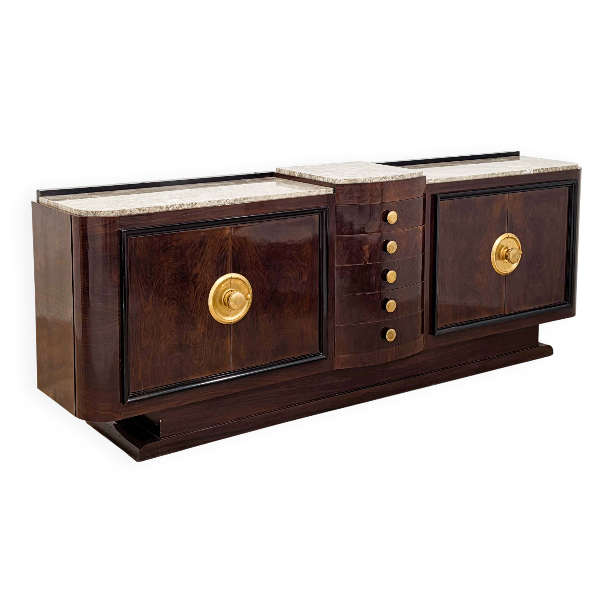 Art Deco sideboard in solid wood and marble