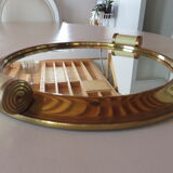 Round vintage mirror tray in Art Deco style