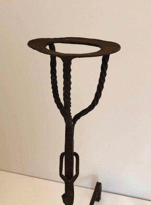 Pair of wrought iron fire tongs