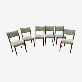 Set of 6 Scandinavian chairs green fabric