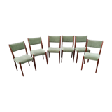 Set of 6 Scandinavian chairs green fabric