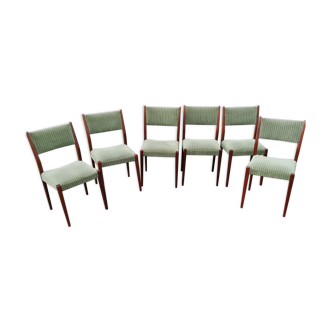 Set of 6 Scandinavian chairs green fabric