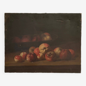 Oil on canvas still life with apples early 20th century