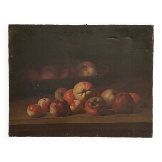 Oil on canvas still life with apples early 20th century