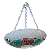 Beautiful Art Deco Loys Lucha chandelier with roses motif