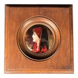 Enameled plaque signed dermeliac 20th century