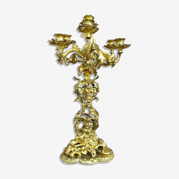 Candelabra, gilded bronze, Louis XV style, nineteenth century