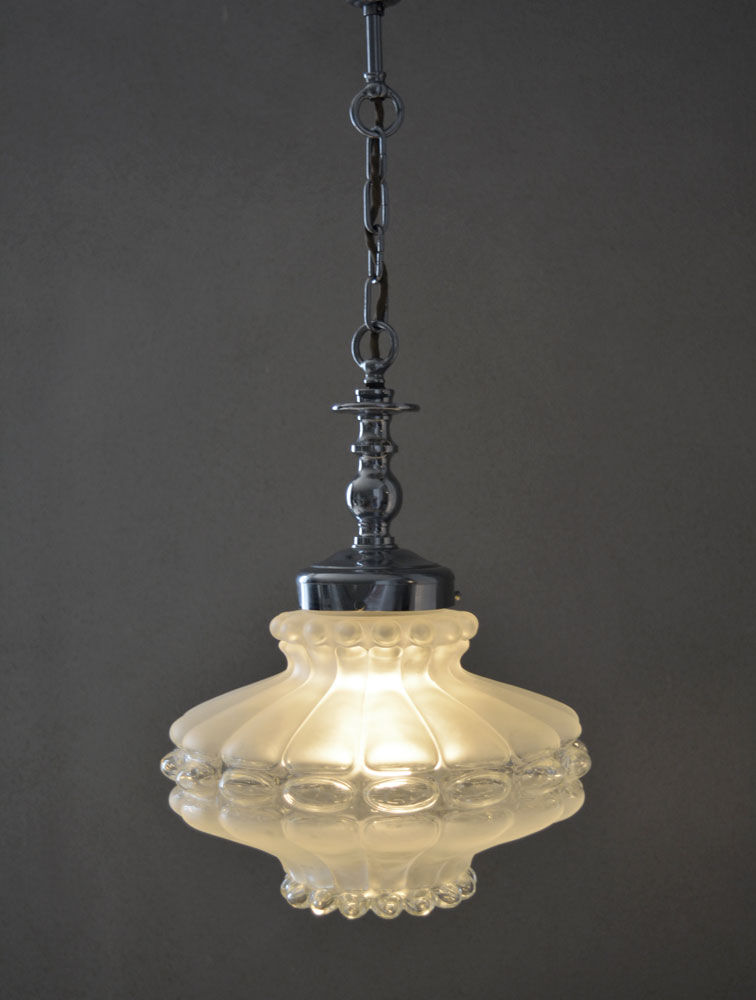 Original Vintage 1960's Lobed Glass Pendant Light