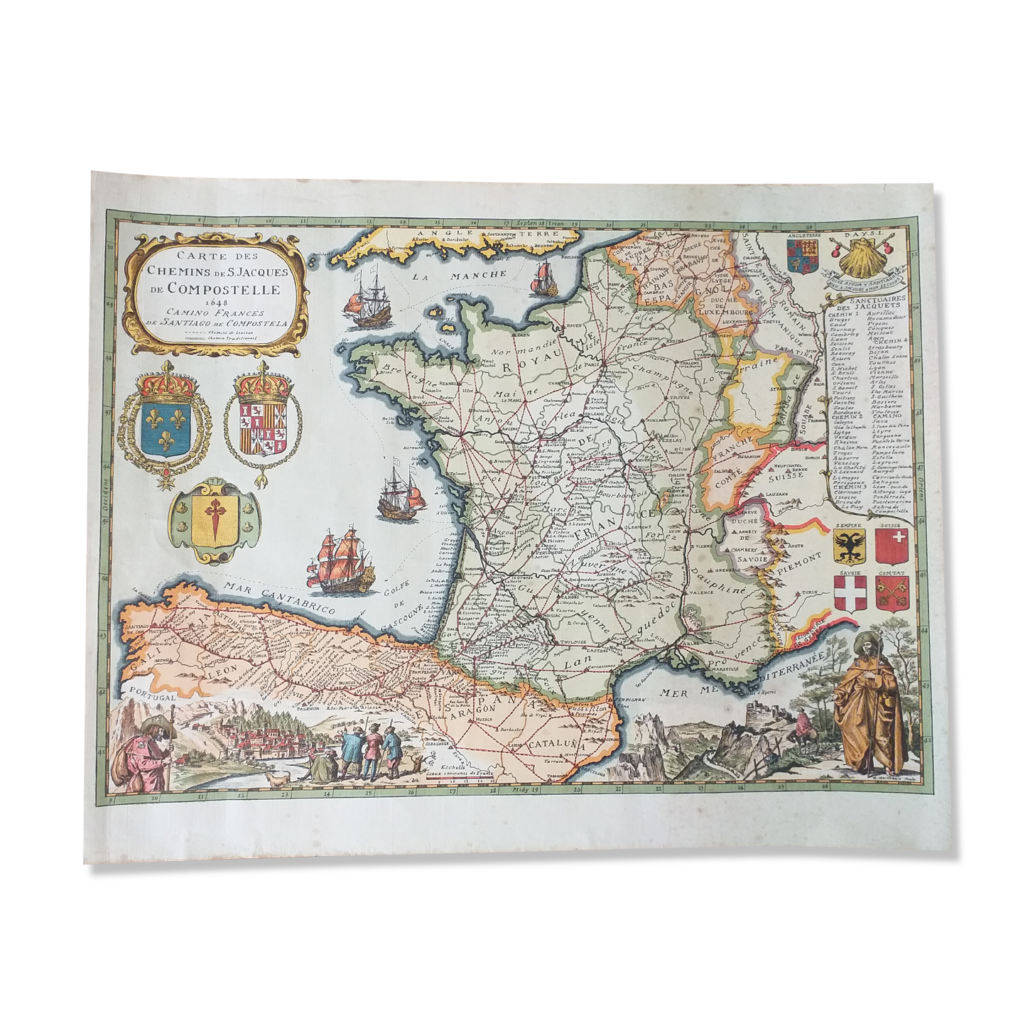 Map of the paths of Santiago de Compostela 1648