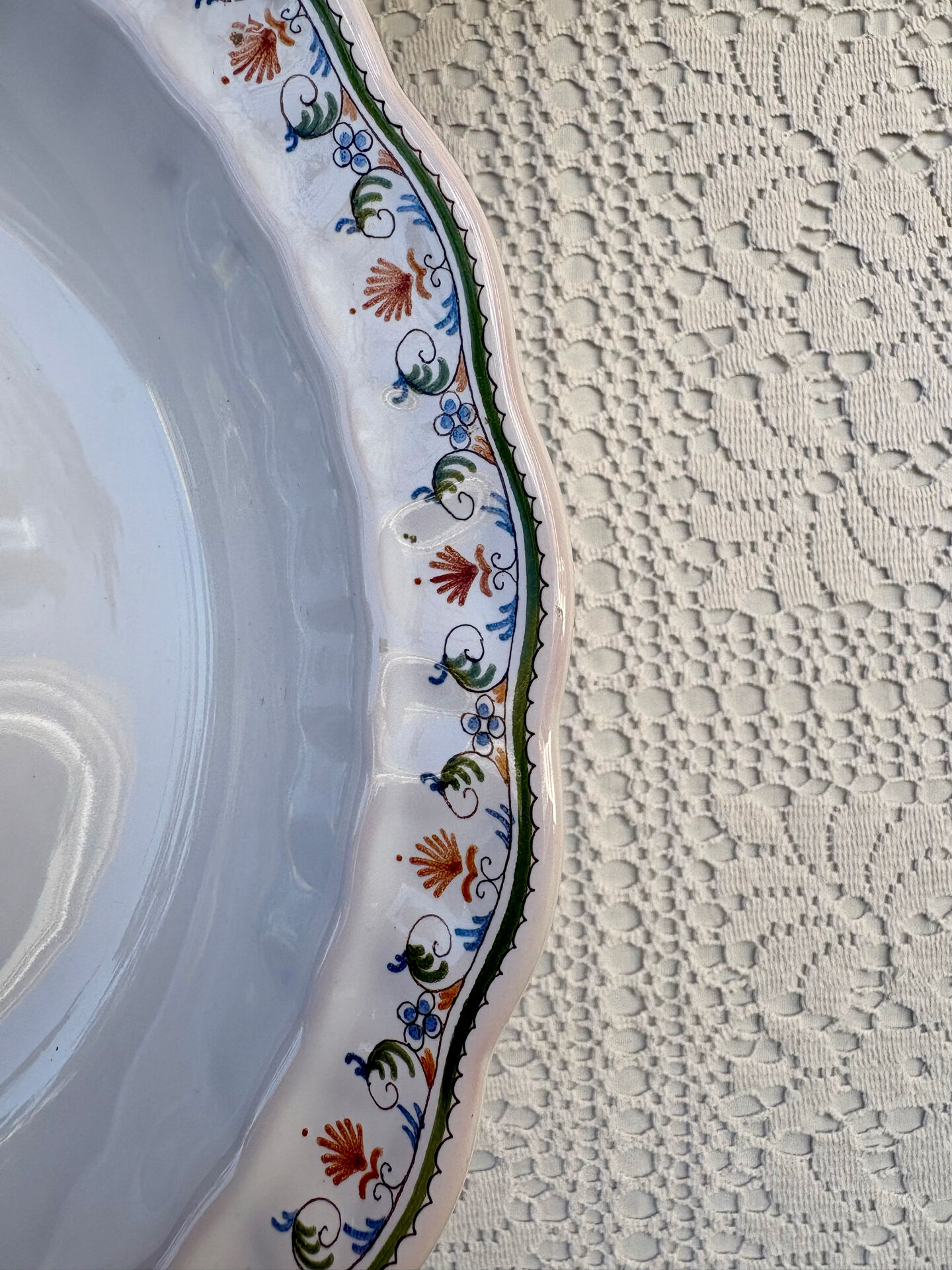 Footed compote signed Atelier Bondil faience from Moustiers