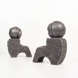 Ensemble de serre-livres en aluminium coulé brutaliste par Willy Ceysens, Belgique, années 1980.