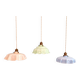 Trio of Art Deco pendant lights in scalloped opaline, 1920-30
