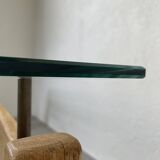 Scandinavian table blond teak and glass 60