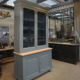Bookcase sideboard with 2 bodies in gray patinated fir