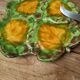Antique colored ceramic cheese plate with knife