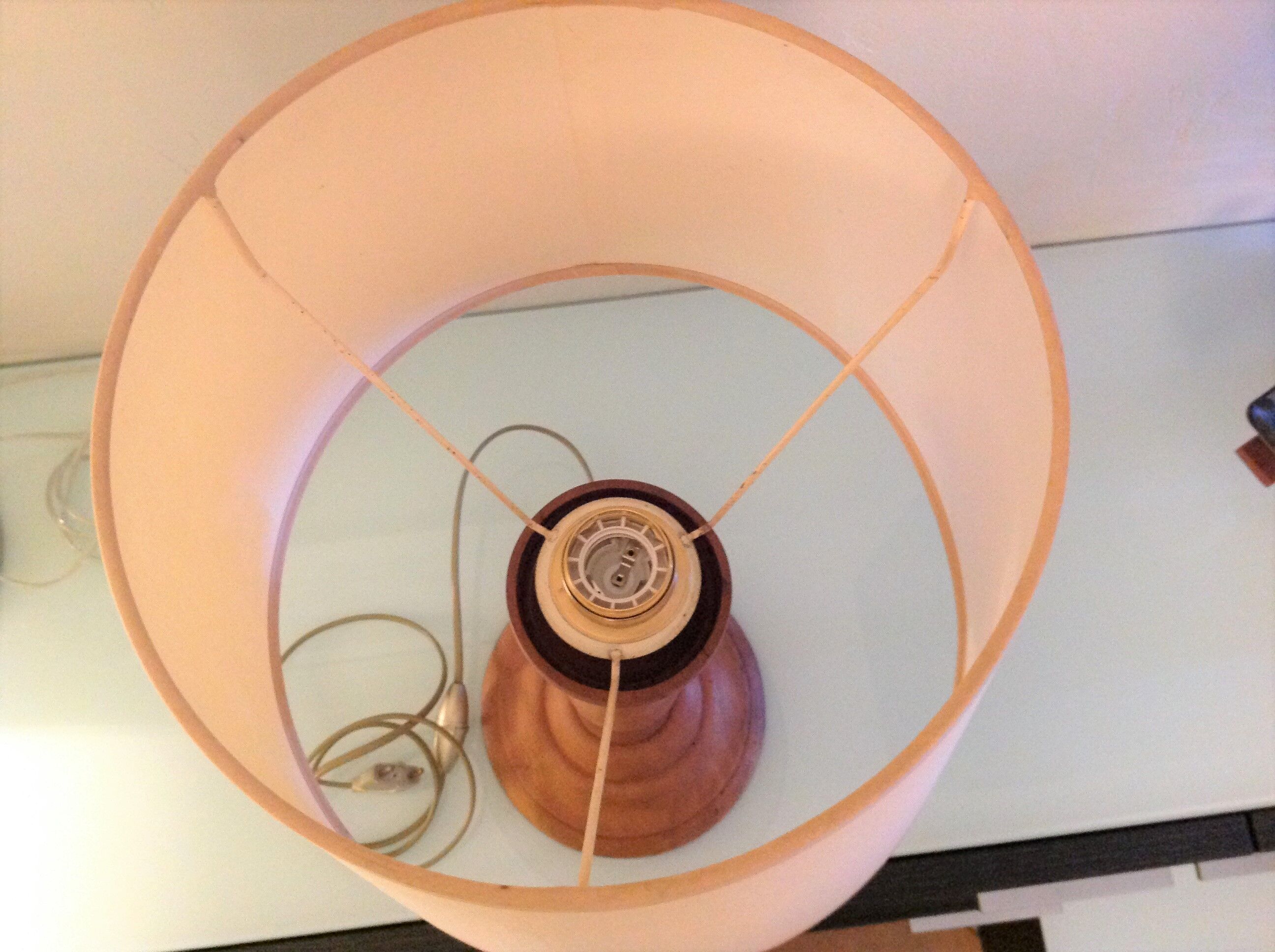 Turned wood lamp vintage 60s-70s