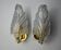 Pair of frosted leaf sconces, murano glass, italy, 1970
