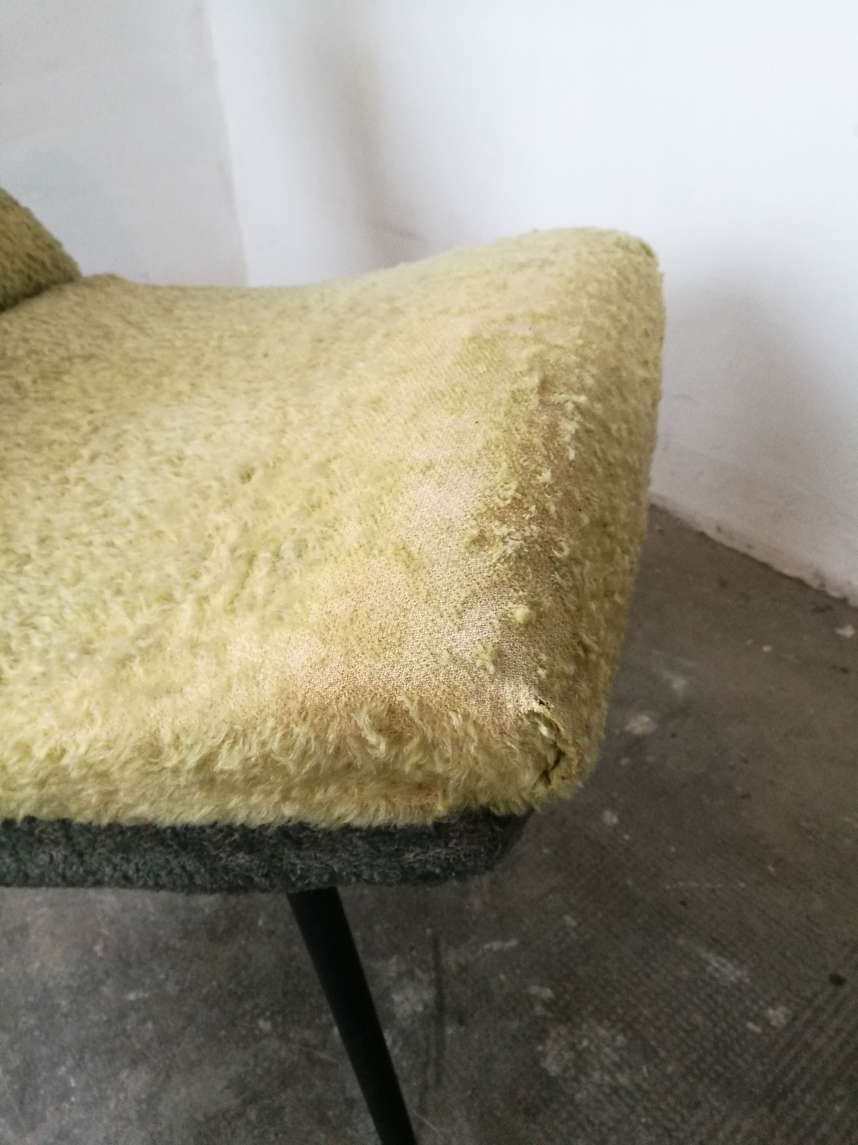 Heater, 60 year old synthetic fur chair