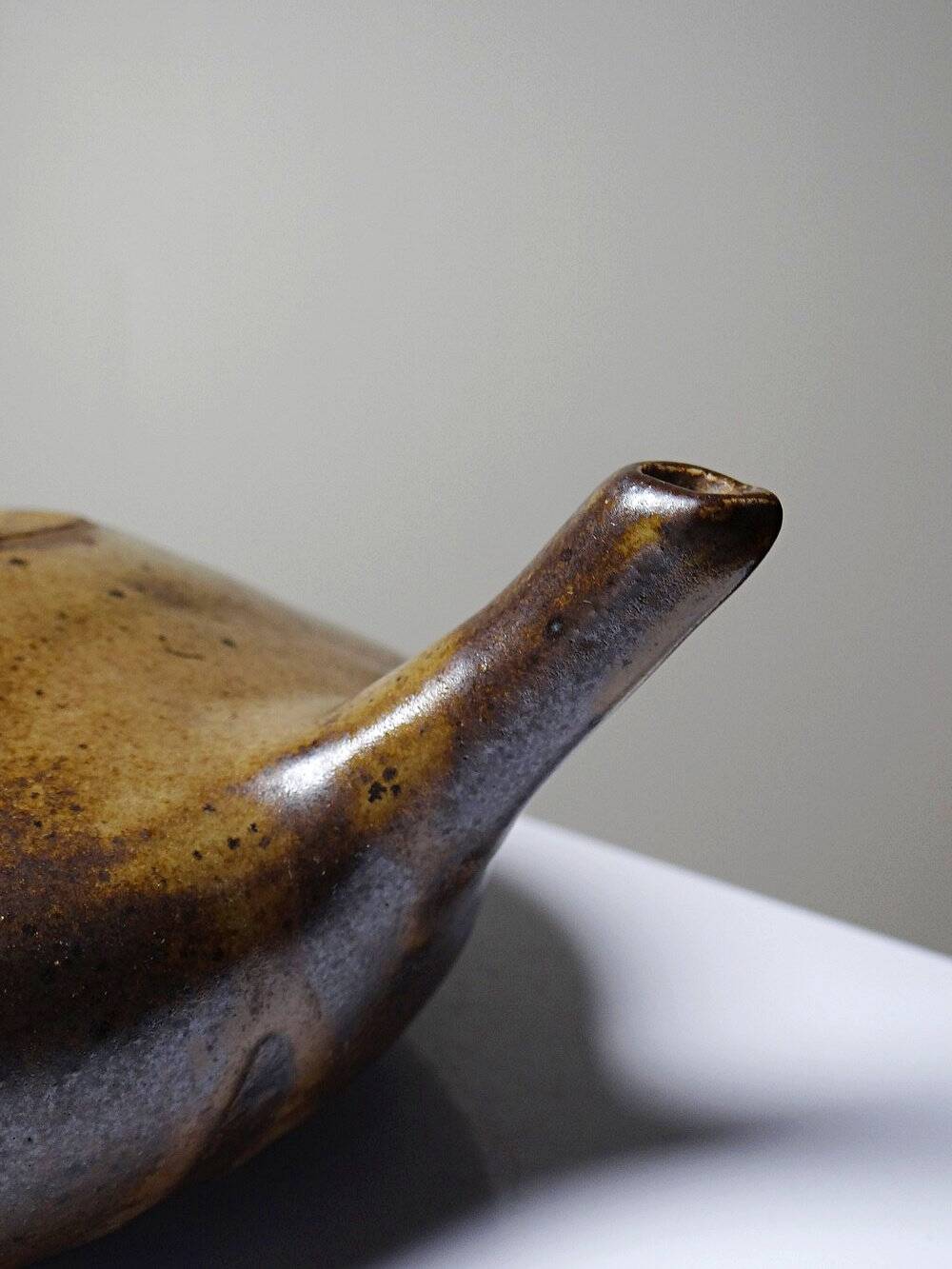 Vintage Japanese-style teapot from the 70s-90s, handmade brown stoneware, signed Pichon
