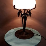 Old wrought iron lamp and dayglass glass clichy Muller Brothers french lamp
