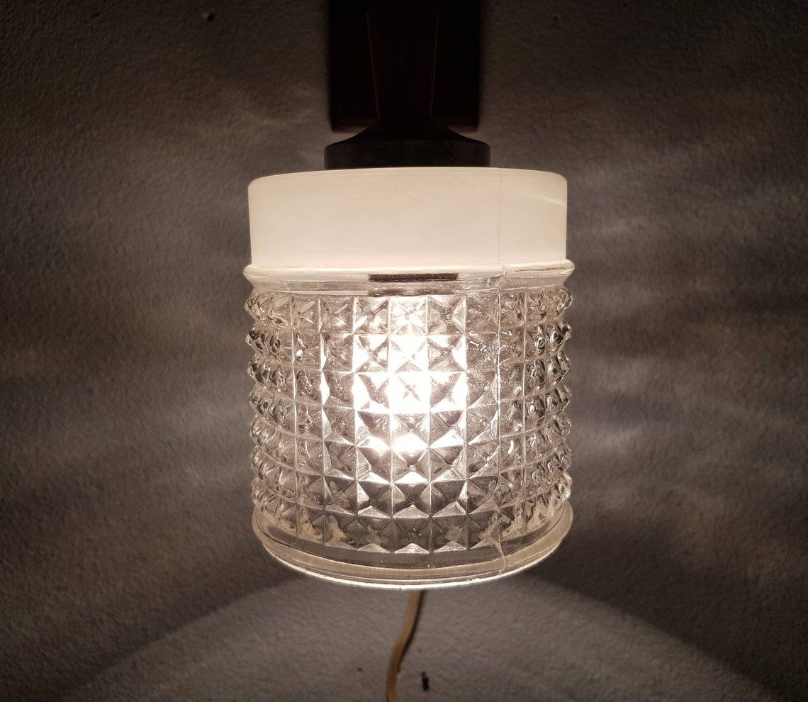 Wall lamp in wood and chrome glass 70s