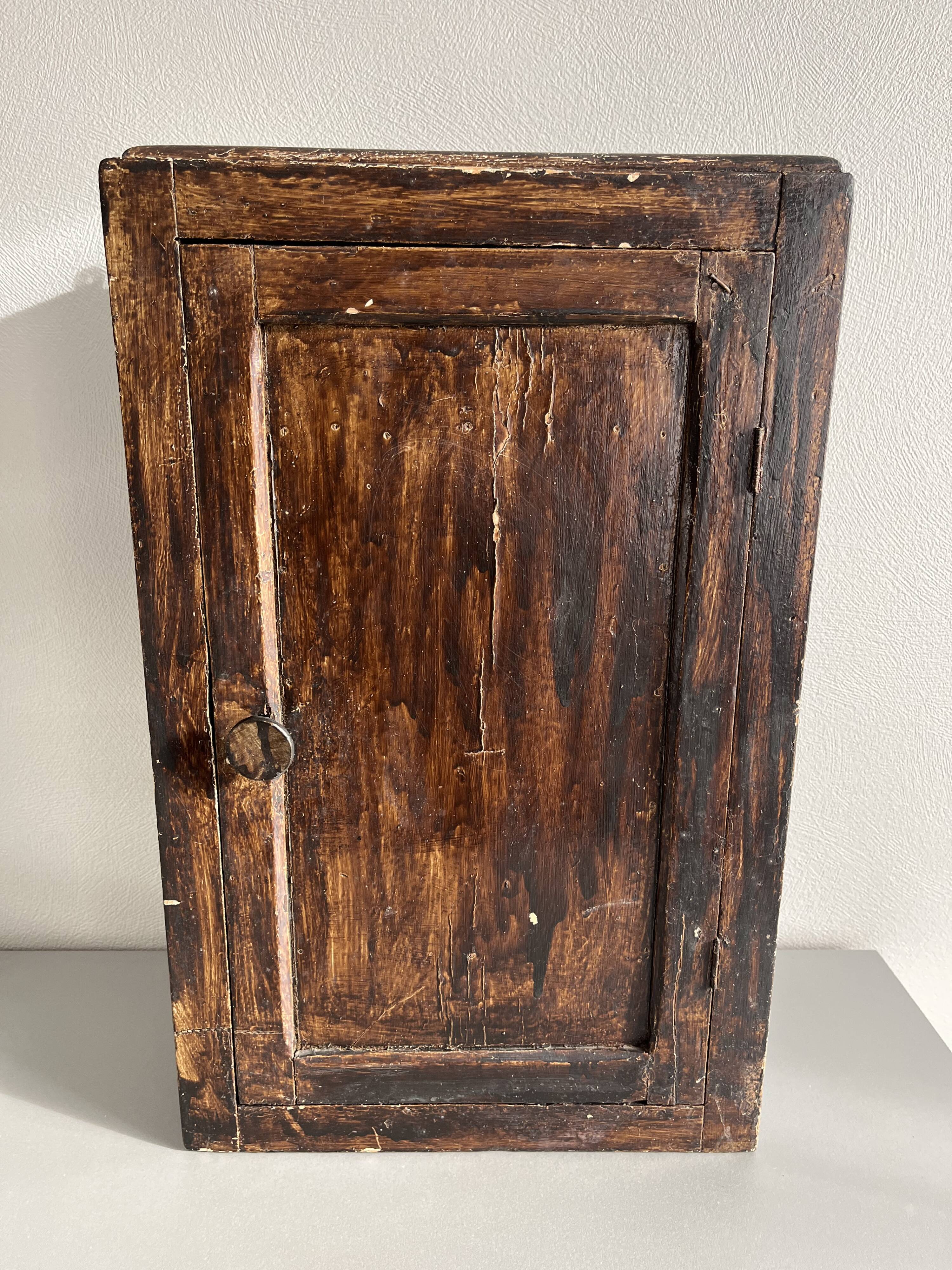 Patinated wooden toilet cabinet / pharmacy