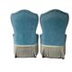 Paire de fauteuils crapaud velours bleu 1970