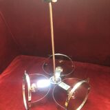 Vintage chandelier 70s, chrome and smoked glass