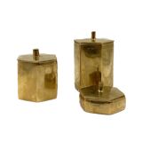Set of 3 solid Brass boxes , De Falco Italy 1970s