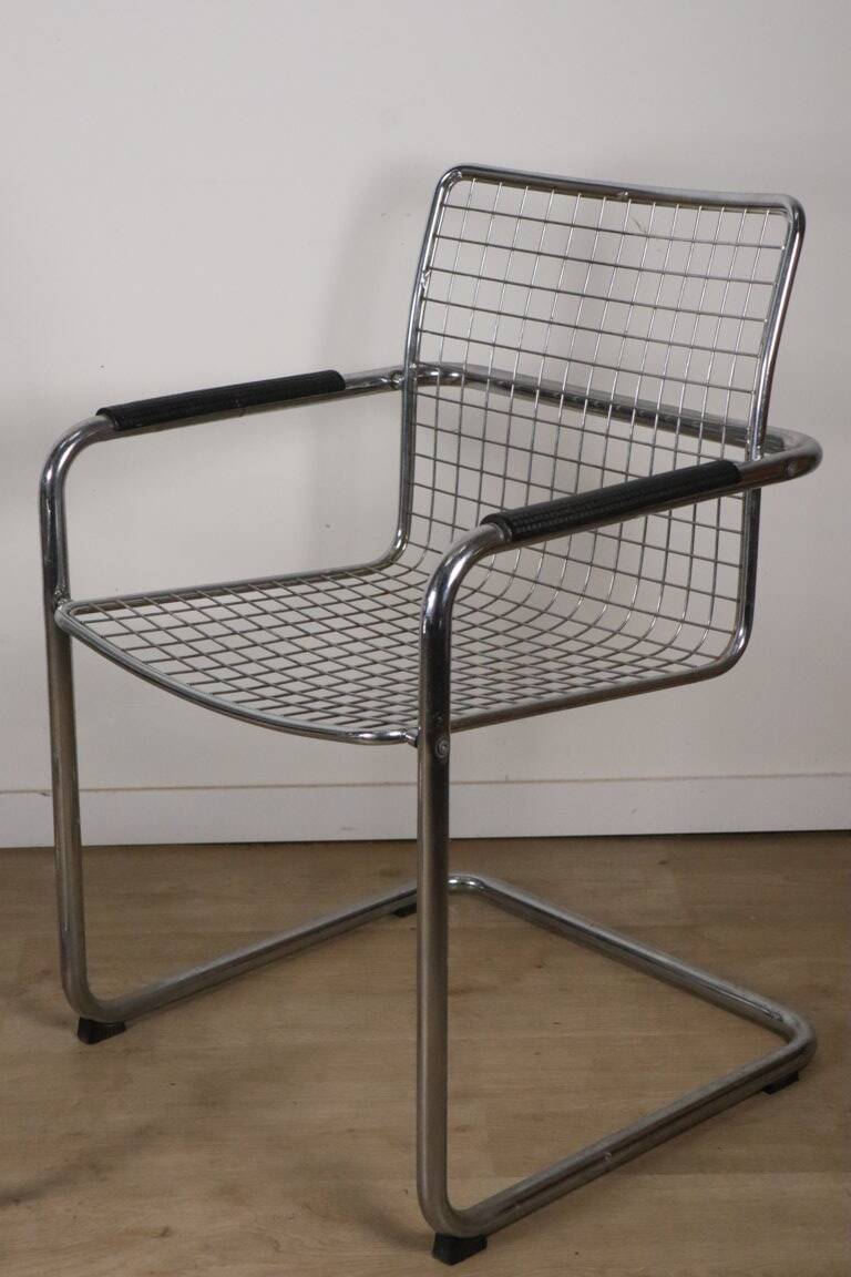 Pair of vintage chrome metal armchairs, 1970