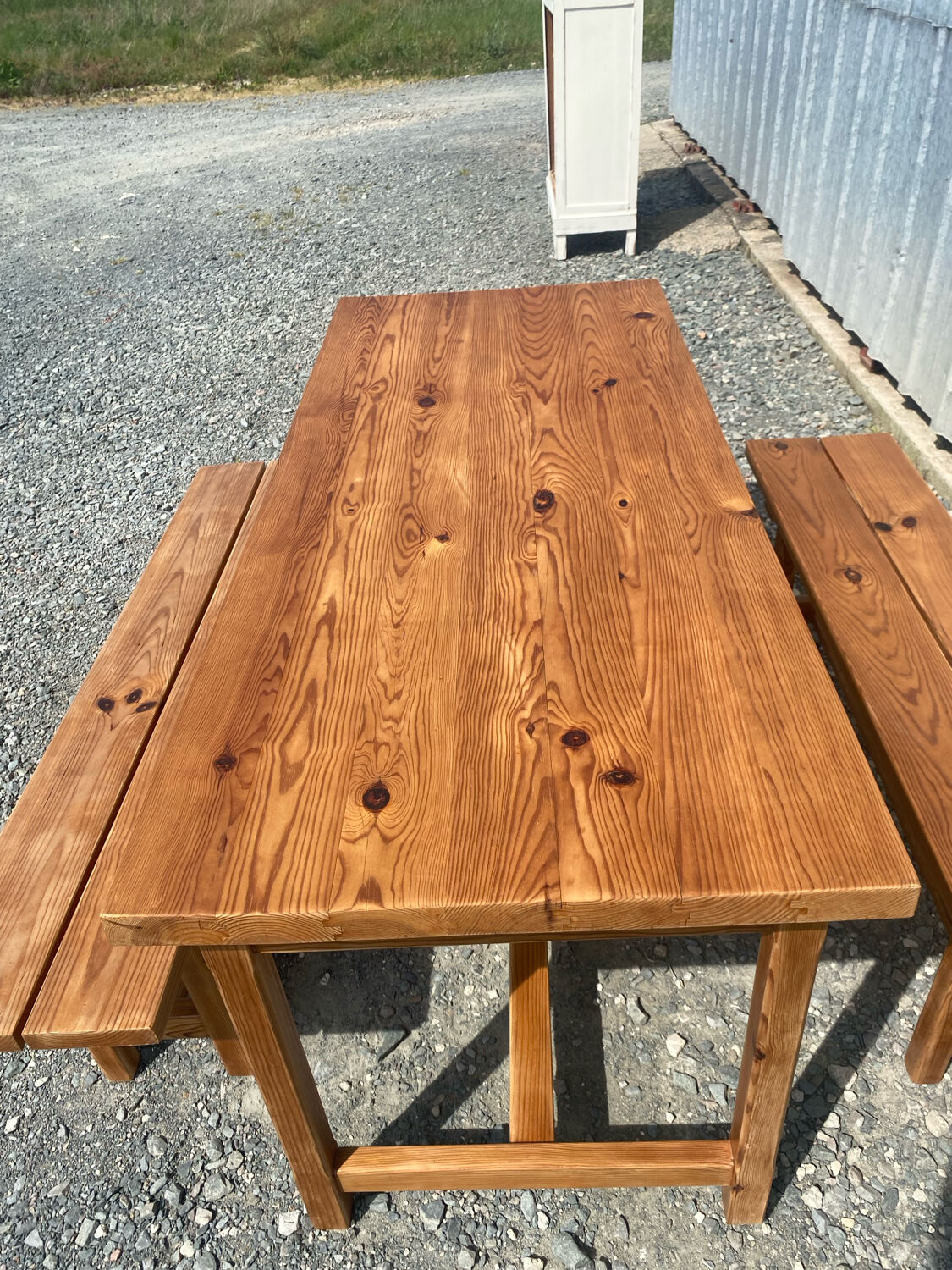 Table and benches by Pierre Begué