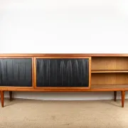 XL Danish sideboard in teak, oak and leatherette, 280 cm, by Nana Ditzel 1960.