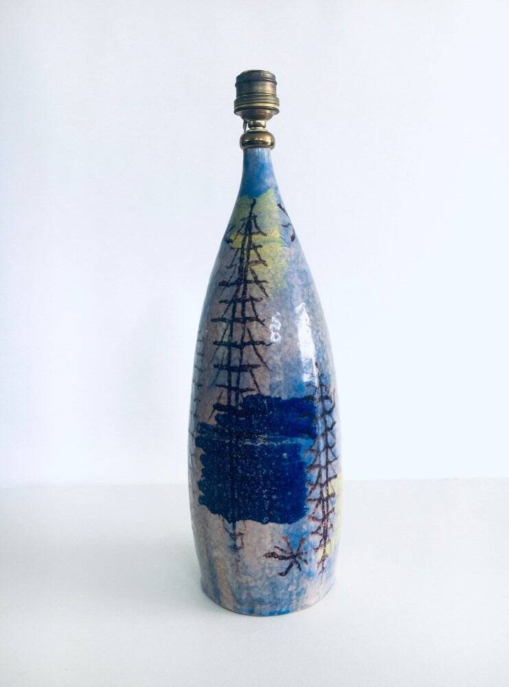 Mid-Century Design Art Studio Ceramic Table Lamp by Cacf Faenza, Italy, 1950s