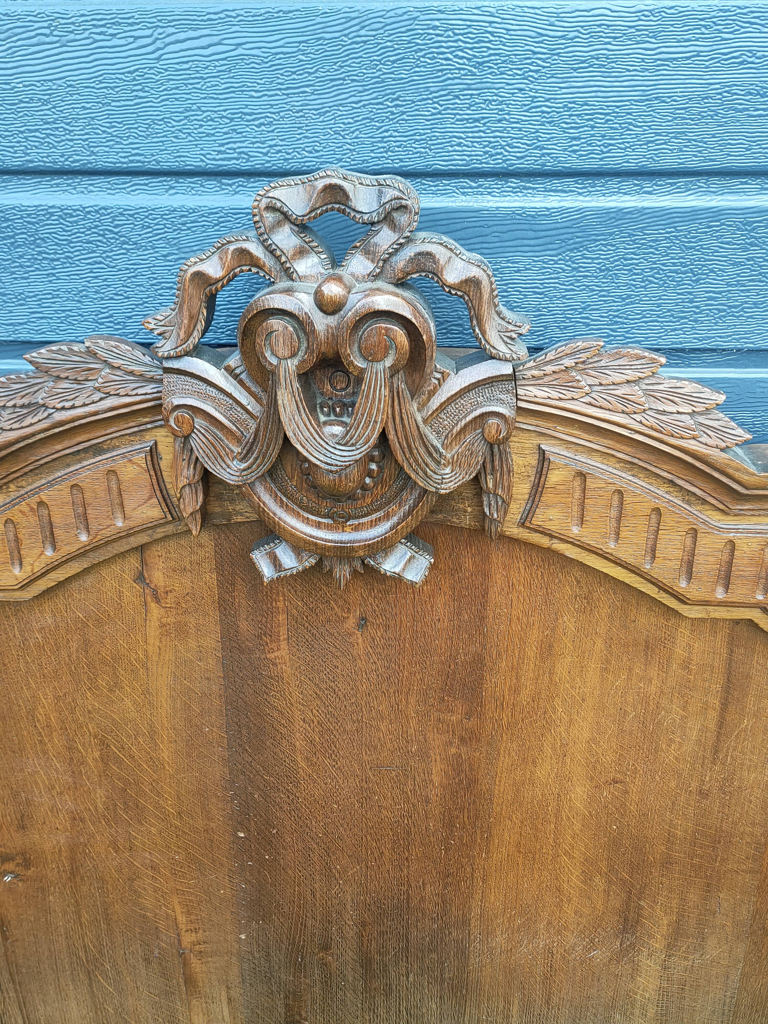 antique solid oak headboard