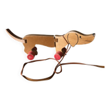 Wooden pull-along dog toy